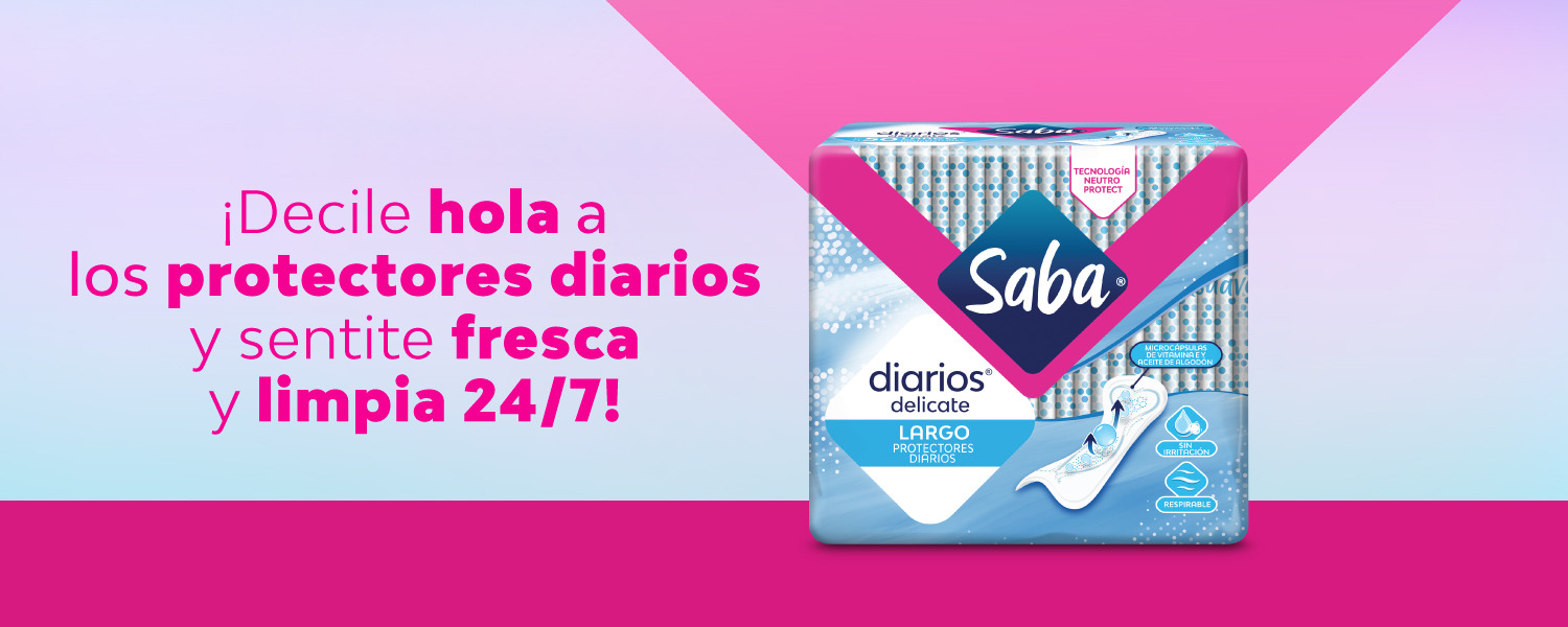 Imagen de los protectores intimos sobre un fondo rosa - Saba